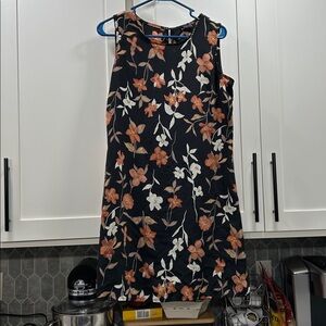 New York And Co. Black and Orange Floral Mini Sheath Dress